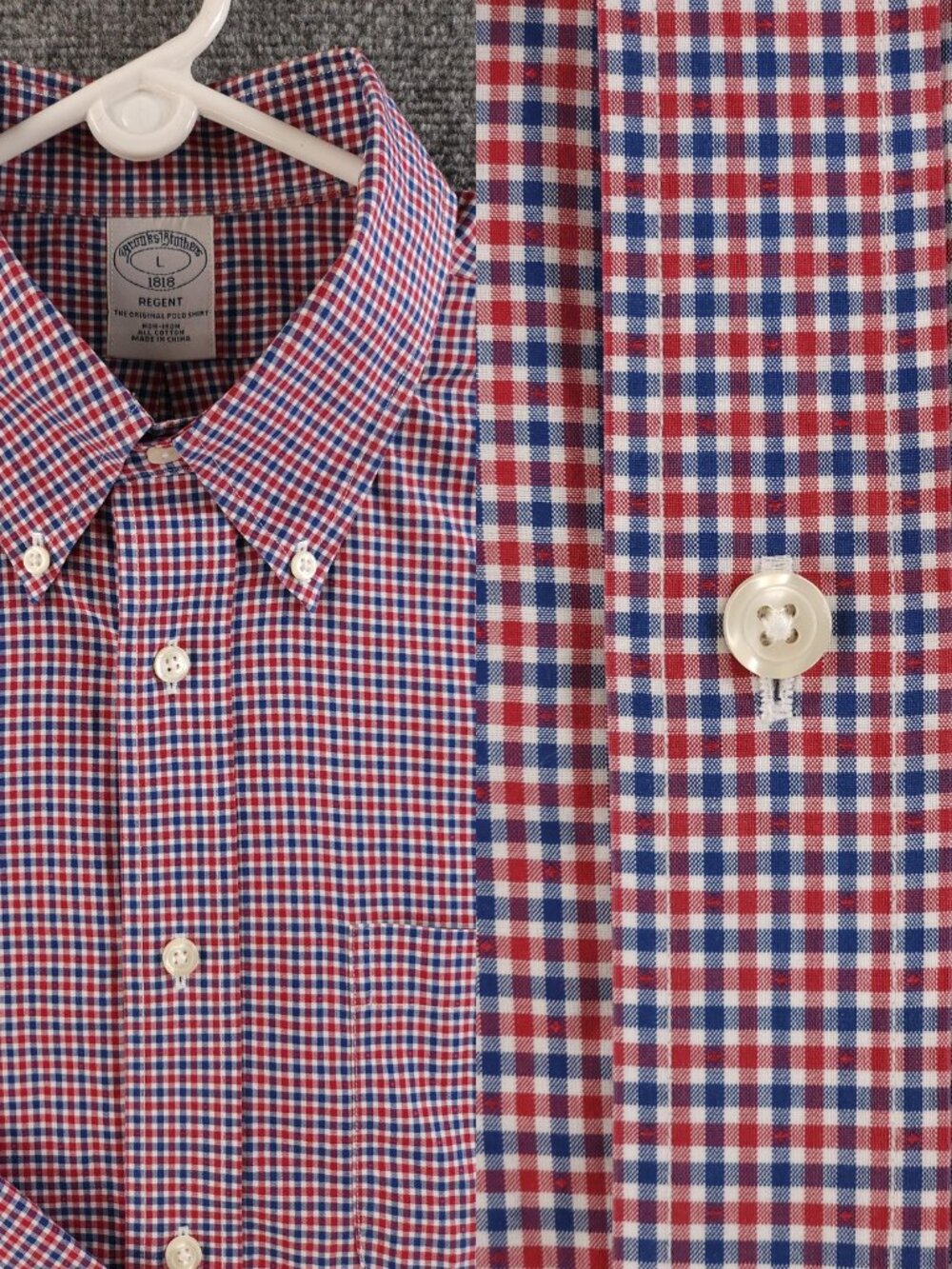 Brooks Brothers Dots Blue Red Non-Iron All Cotton Regent Button-Down Large Check